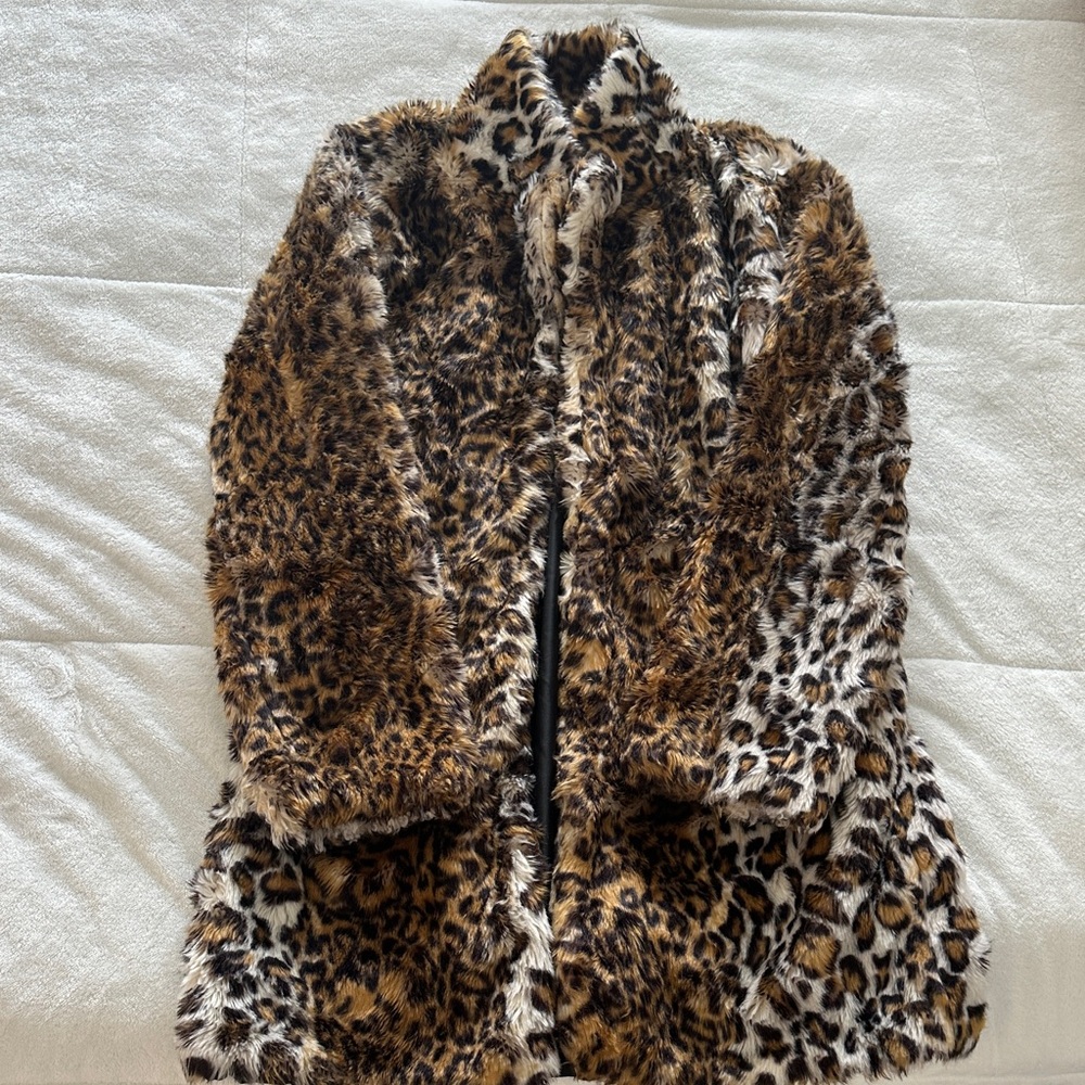 Leopard Print Faux Fur Coat